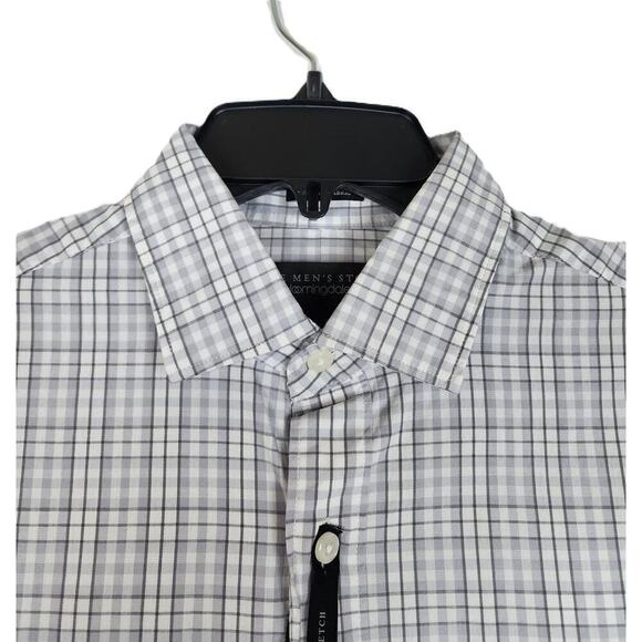 The Men's Store Classic-Fit Stretch Cotton Button-Down Grey Plaid Small NWT - Picture 3 of 4